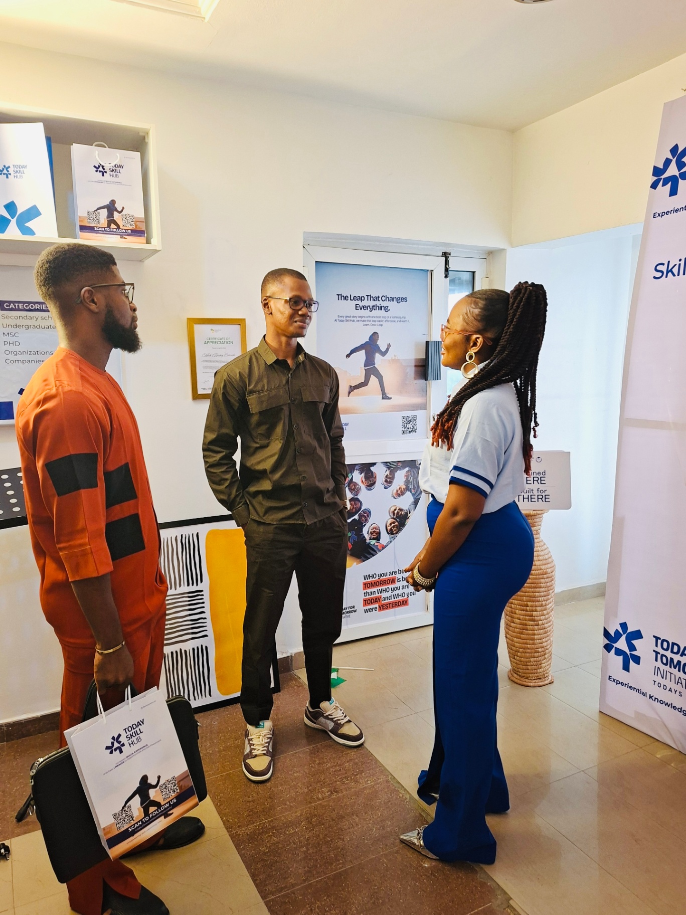 Alumni networking at the Today Skill Hub lobby